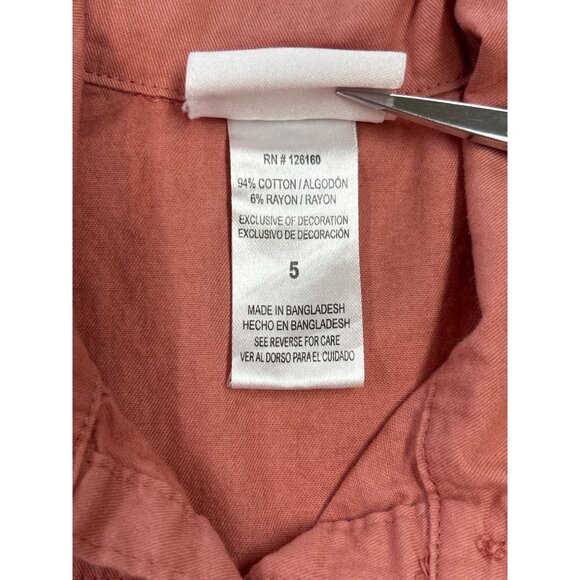 Little Lass Button-Up Dress Girls Size 5 Embroidered Floral - Picture 5 of 7